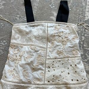 Zara embroidered patchwork sleeve top